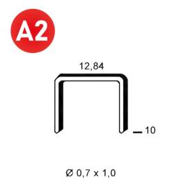 10 000 Agrafes Aluminium A-10 Inox A2 (304) - 12.84x10x0.7x1 mm - D-Work