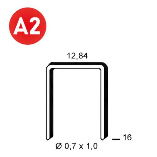 10 000 Agrafes A-16 – 12,84 x 16 mm, D. 0,7 mm – Inox A2 (304) – Résistantes à la Corrosion - ALSAFIX