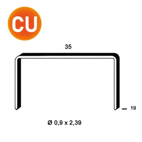 10 000 Agrafes Cuivrées B-19 - 35x19x0.9x2.39 mm - D-Work