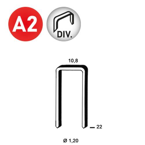 2 400 Agrafes Gb-22 - Galvanisées Résinées - 10.8x22x1.2 mm - D-Work