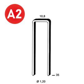 2400 Agrafes GB-35 Inox – 10,8 x 35 x D. 1,2 mm – Acier Inoxydable, Résistantes à la Corrosion – ALSAFIX - ALSAFIX