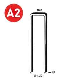 2400 Agrafes GB-40 INOX – 10,8 x 40 x D. 1,2 mm – Acier Inoxydable, Résistantes à la Corrosion – ALSAFIX - ALSAFIX
