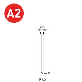 2000 Finettes Minibrads INOX en Bande D. 1,2/2,2 x L. 30 mm – Acier INOX, Norme J-30 – Fixation Sécurisée et Durable - ALSAFIX