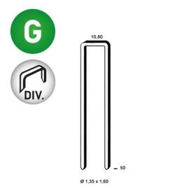 10 400 Agrafes Divergentes L-50 - 10.8x50x1.35x1.6 mm - D-Work