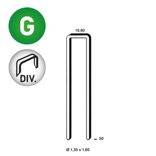 10 400 Agrafes Divergentes L-50 - 10.8x50x1.35x1.6 mm - D-Work