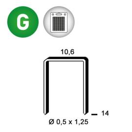 1 440 Agrafes Pf-14 Galvanisées - 10.6x14x0.5x1.25 mm - D-Work