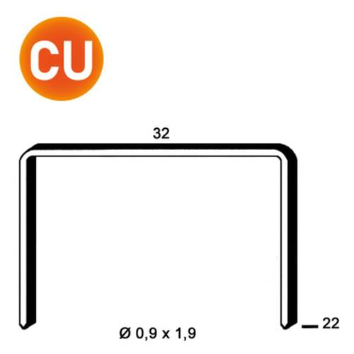 15 000 Agrafes Cuivrées R-22 – 32 x 22 x D. 0,9 x 1,9 mm – Résistantes et Durables - ALSAFIX