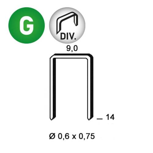 7 500 Agrafes Divergente V-14 - 9x14x0.6x0.75 mm - D-Work