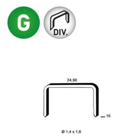 12 600 Agrafes Galvanisées Divergentes Wc-15 - 24.9x15x1.4x1.6 mm - D-Work