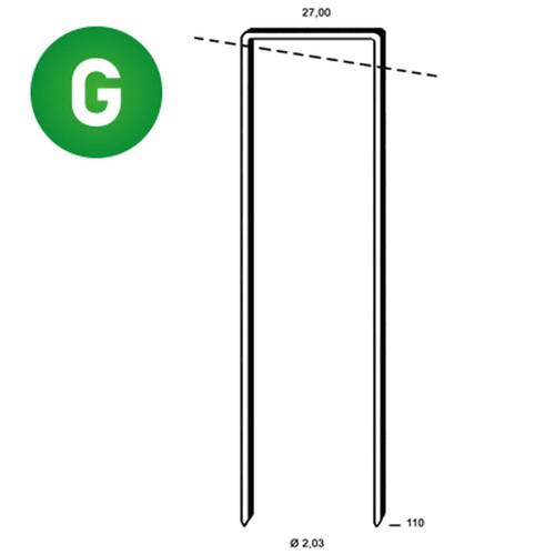 1450 Agrafes Galvanisées Résinées WP-110 – 27 x 110 mm, D. 2,03 mm – Résistantes et Durables - ALSAFIX