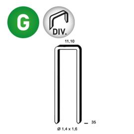 12 700 Agrafes Divergentes Galvanisées Résinées – 11,1 x 35 mm, D. 1,4 x 1,6 mm – Résistantes et Durables - ALSAFIX