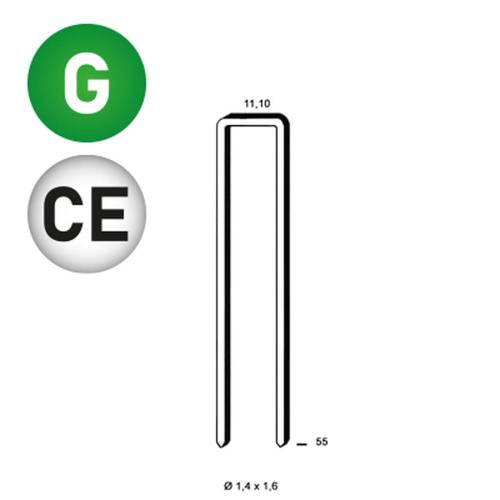 5 000 Agrafes Galvanisées 12 Microns Z-55 - 11.1x55x1.4x1.6 mm - 6Z - D-Work