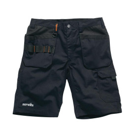 Short Trade Flex Noir avec Poches-Étuis - Taille 48 - Confort et Praticité au Travail - Scruffs