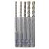 Coffret de 5 Forets Béton 2 Taillants Sds+ 5, 6, 8, 10, 12x160 mm - D-Work