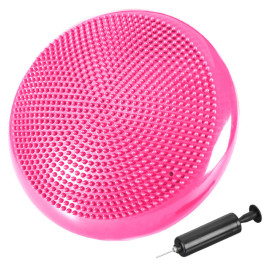 Coussin d'équilibre de gymnastique/ fitness anti-éclatement 2 faces D. 33 cm en PVC (Rose) + pompe de gonflage - D-Work