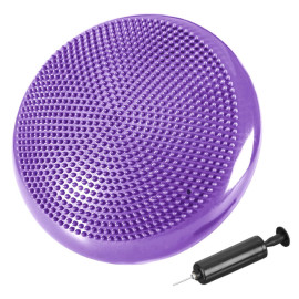 Coussin d'équilibre de gymnastique/ fitness anti-éclatement 2 faces D. 33 cm en PVC (Violet) + pompe de gonflage - D-Work