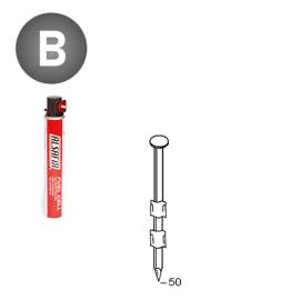 2 200 Pointes Lisses en Bande 20° (Pack) - 2.9x50 mm + 2 Cartouches de Gaz Rouge - D-Work