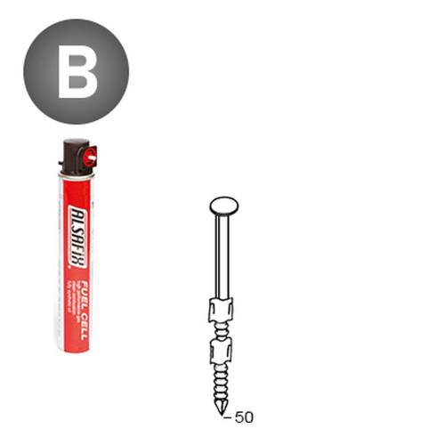 Pack de 2 Pointes Annelées 20° D.2,9 x 50 mm – 2 Cartouches de Gaz Rouge GAZ0010 – Fixation Efficace et Pratique - ALSAFIX
