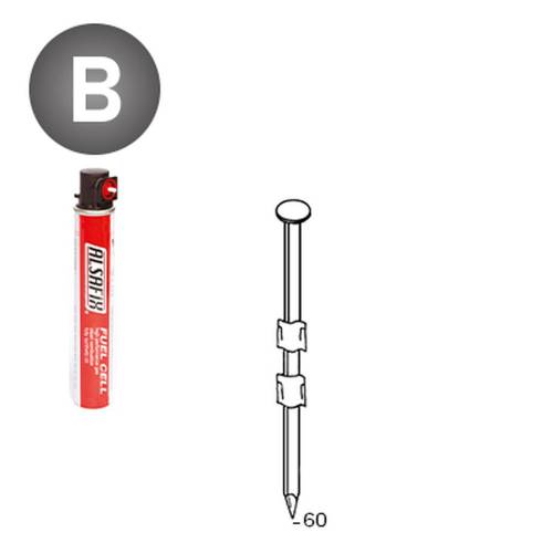 Pack de 2 Pointes Lisses 20° D.2,9 x 60 mm – 200 Pointes + 2 Cartouches de Gaz Rouge – Fixation Efficace et Pratique - ALSAFIX