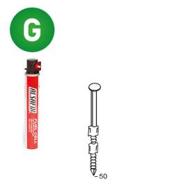 Pack de 2 Pointes Annelées Galvanisées 20° D. 2,9 x 50 mm – 2 Cartouches de Gaz Rouge GAZ0010 – Fixation Sécurisée et - ALSAFIX