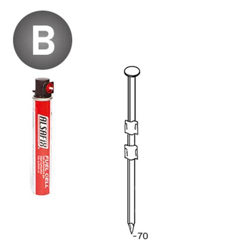 2 200 Pointes Lisses en Bande 20° (Pack) - 2.9x70 mm + 2 Cartouches de Gaz Rouge - D-Work