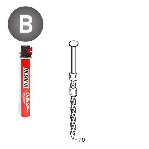 Pack de 2 Pointes Torsadées 20° D. 2,9 x 70 mm – 2 Cartouches de Gaz Rouge GAZ0010 – Fixation Efficace et Pratique - ALSAFIX