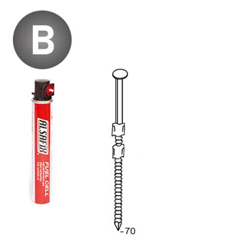 Pack de 2 Pointes Annelées 20° D.2,9 x 70 mm – 2 Cartouches de Gaz Rouge GAZ0010 – Fixation Sécurisée et Pratique - ALSAFIX
