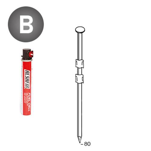 2 200 Pointes Lisses en Bande 20° (Pack) - 3.1x80 mm + 2 Cartouches de Gaz Rouge - D-Work