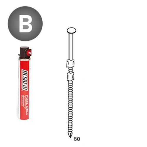 2 200 Pointes Annelées en Bande 20° (Pack) - 3.1x80 mm + 2 Cartouches de Gaz Rouge - D-Work