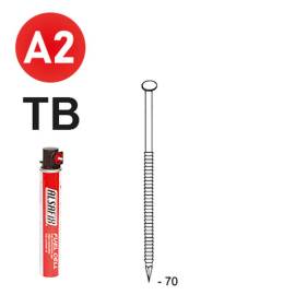 Pack de 2 Pointes Annelées INOX 70 mm – D.2,8 cm, 34° – Résistantes et Durables – Alsafix - ALSAFIX
