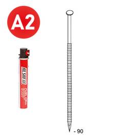 Pack de 2 Pointes Annelées INOX 90 mm – D.3,1 cm, 34° – Résistantes et Pratiques – Alsafix - ALSAFIX
