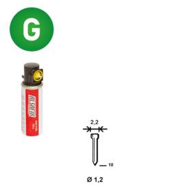 2 000 Pointes Galvanisées en Bande (Pack) - 1.2/2.2x10 mm + 2 Cartouches de Gaz Jaune - D-Work