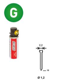 2 000 Pointes Galvanisées en Bande (Pack) - 1.2/2.2x15 mm + 2 Cartouches de Gaz Jaune - D-Work