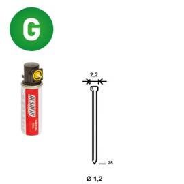 Pack de 2000 Pointes Galvanisées en Bande D. 1,2/2,2 x L. 25 mm – 2 Cartouches de Gaz Jaune GAZ0020 – Fixation Sécuris - ALSAFIX