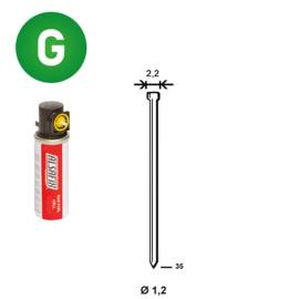 Pack de 2000 Pointes Galvanisées D. 1,2/2,2 x L. 35 mm – Inclus 2 Cartouches de Gaz Jaune GAZ0020 – Fixation Efficace - ALSAFIX