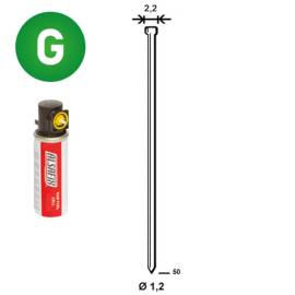 Pack de 2000 Pointes Galvanisées en Bande D. 1,2/2,2 x L. 50 mm – Inclus 2 Cartouches de Gaz Jaune GAZ0020 – Fixation - ALSAFIX