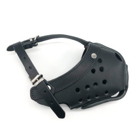Muselière de frappe cabine en cuir pour chien de type Malinois mâle, Berger allemand femelle - 607-BLACK - ABC Sport Klin