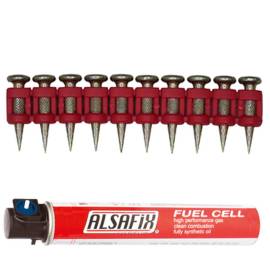 1 000 Clous Béton TI-1000/19 – D. 3/6,3 x L. 19 mm + 1 Cartouche de Gaz C40G1 – Fixation Sécurisée et Durable - ALSAFIX
