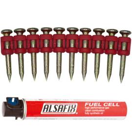 1 000 Clous Béton D.3/6,3 x L.27 mm – XTRA-HARD, Cartouche de Gaz Incluse – Fixation Sécurisée et Durable - ALSAFIX