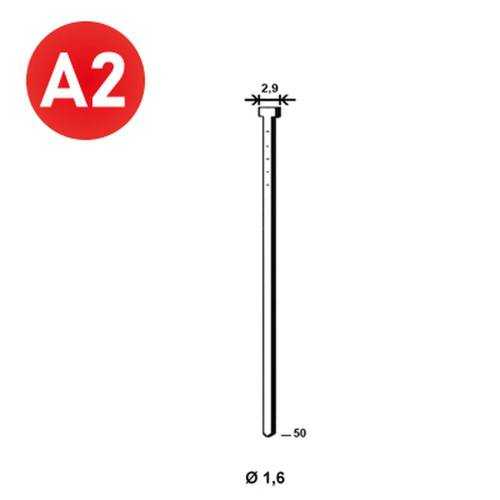 2000 Pointes Brads INOX en Bande 20° D. 1,6/2,9 x L. 50 mm – Acier INOX, Norme 20° – Fixation Sécurisée et Durable - ALSAFIX