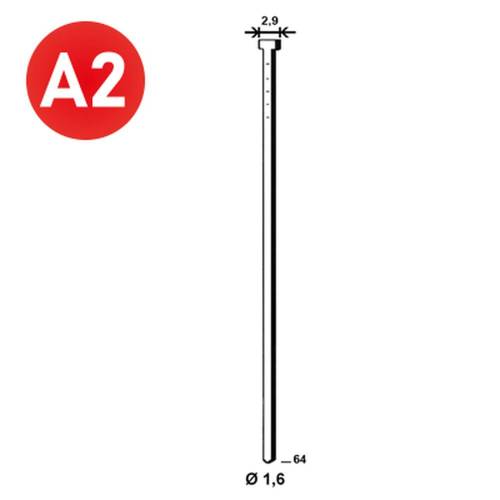 2 000 Pointes Brads Inox en Bande 20° (Pack) - 1.6/2.9x64 mm - D-Work