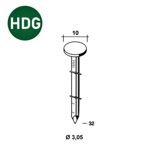 Coil de 7200 Pointes Roofing Anelées Galvanisées à Chaud 16° D. 3,05/10 x L. 32 mm – Acier Galvanisé, Norme 16° – Fixa - ALSAFIX