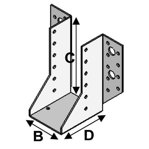 Sabot de Charpente à Ailes Extérieures - 80x51x135x2 mm - D-Work