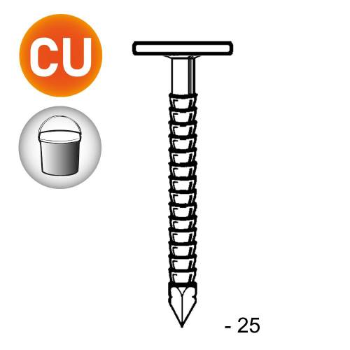 Pointe en Vrac Tête Extra Large (TEL) Annelée Cuivre 2,5/2,8 x 25 mm – Seau de 5 kg – Fixation Sécurisée et Durable - ALSAFIX