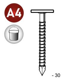 Pointe en Vrac Tête Extra Large Annelée Inox A4 - 2.8/3.1x30 mm en Seau de 5 kg - D-Work