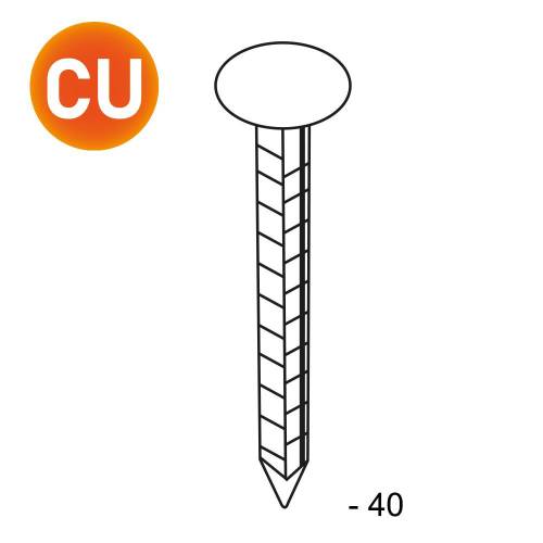 Pointe en Vrac Tête Extra Large Carrée Crantée Cuivre - 3x3x40 mm - 5 kg - D-Work