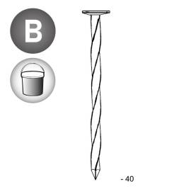Pointe en Vrac Tête Plate Carré Torsadé (Ct) - 2.2x40 mm en Seau de 5 kg - D-Work