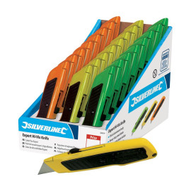 Cutters Haute Visibilité - Présentoir de 24 Pcs - Outils Pratiques et Ergonomiques - Silverline