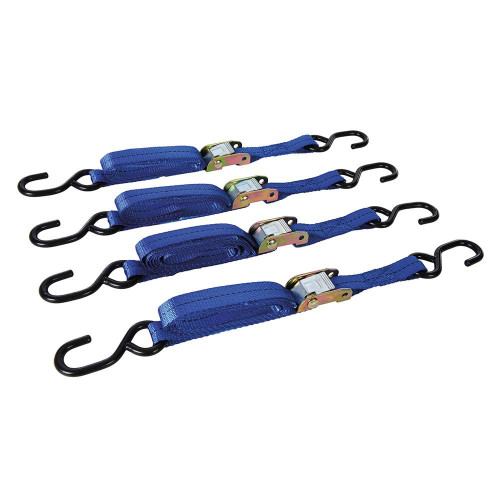 Sangles d'Arrimage avec Attaches à Came et Crochet - 2 m x 25 mm - Lot de 4 - Testées à 250 kg - Silverline