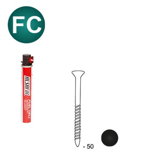 Pack de 2 Clous Scrail 200 cl – D.2,5 x 50 mm + 2 Cartouches de Gaz 80 ml – Fixation Efficace et Pratique - ALSAFIX